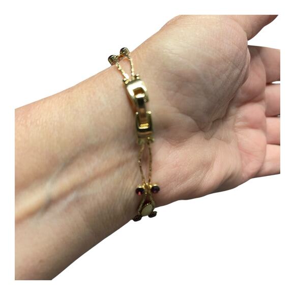 Vintage Gold Tone Chain Bracelet Faux Amethyst Garnet Rhinestone Tennis 6.75” - Picture 16 of 16